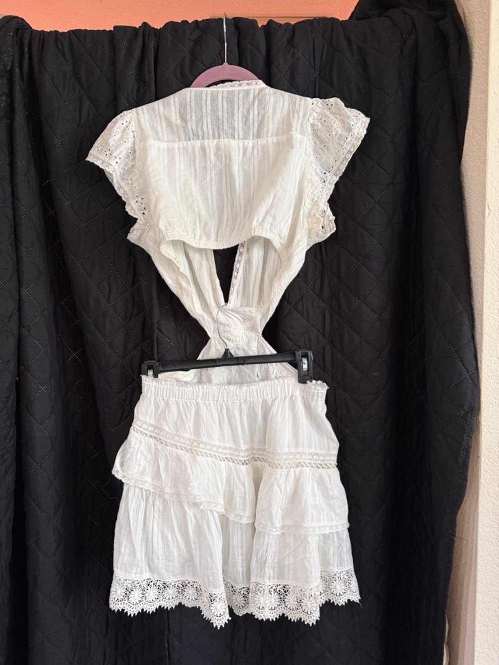 LoveShackFancy Audrina White Cutout Broderie Cotton Mini Dress Size M - Picture 10 of 14